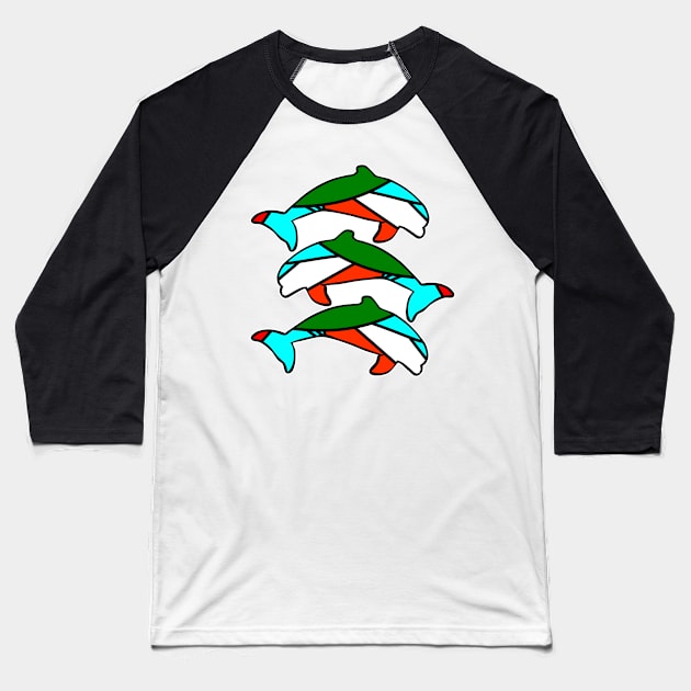 Tribal Dolphin abstract pattern Baseball T-Shirt by Redmanrooster
